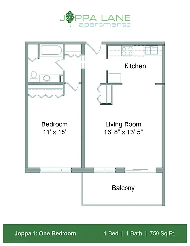 Floor plan Joppa 1a: One Bedroom