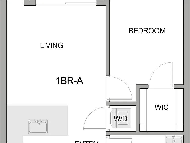 2D Floor Plan Rendering of a One-Bedroom Apartment 2D Floor Plan Rendering of a One-Bedroom Apartment