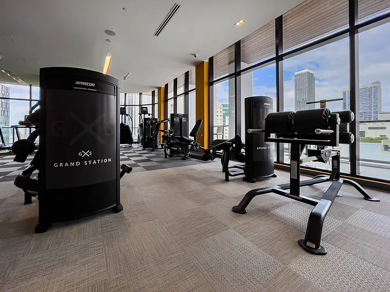 Grand Station | Miami | Gym with Floor-to-Ceiling Windows
