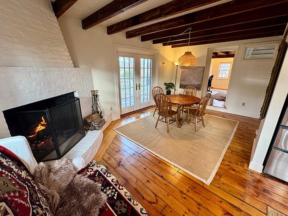 Dining area and fireplace