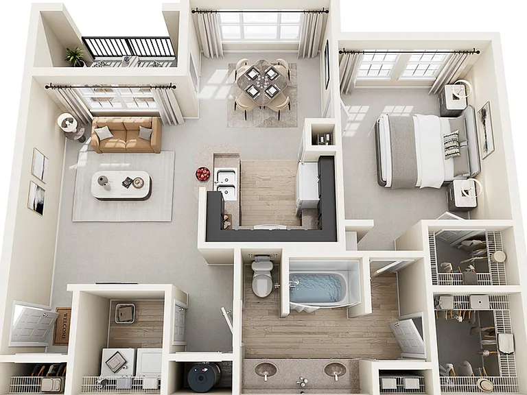 B Floor Plan | 1 Bedroom with 1 Bath | 840 sq ft | Raveneaux Apartments | Houston, TX B Floor Plan | 1 Bedroom with 1 Bath | 840 sq ft | Raveneaux Apartments | Houston, TX