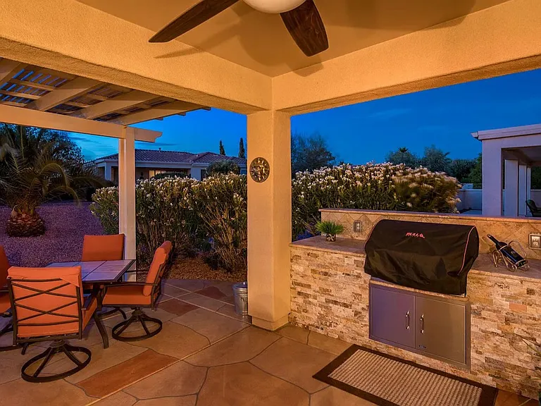 back patio with built in BBQ