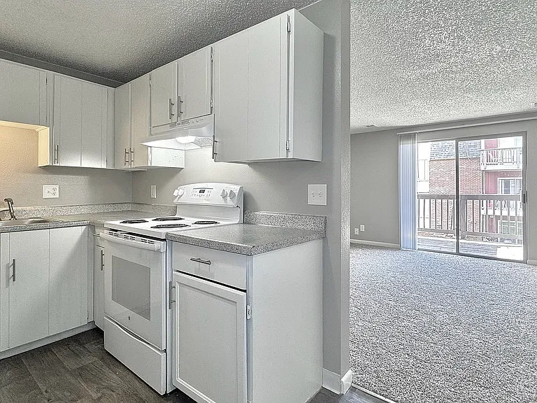 A modern kitchen that flows seamlessly into a bright, inviting living space.