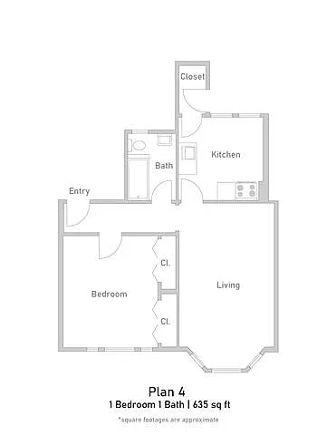 Floor plan 1 Bedroom - Plan 4