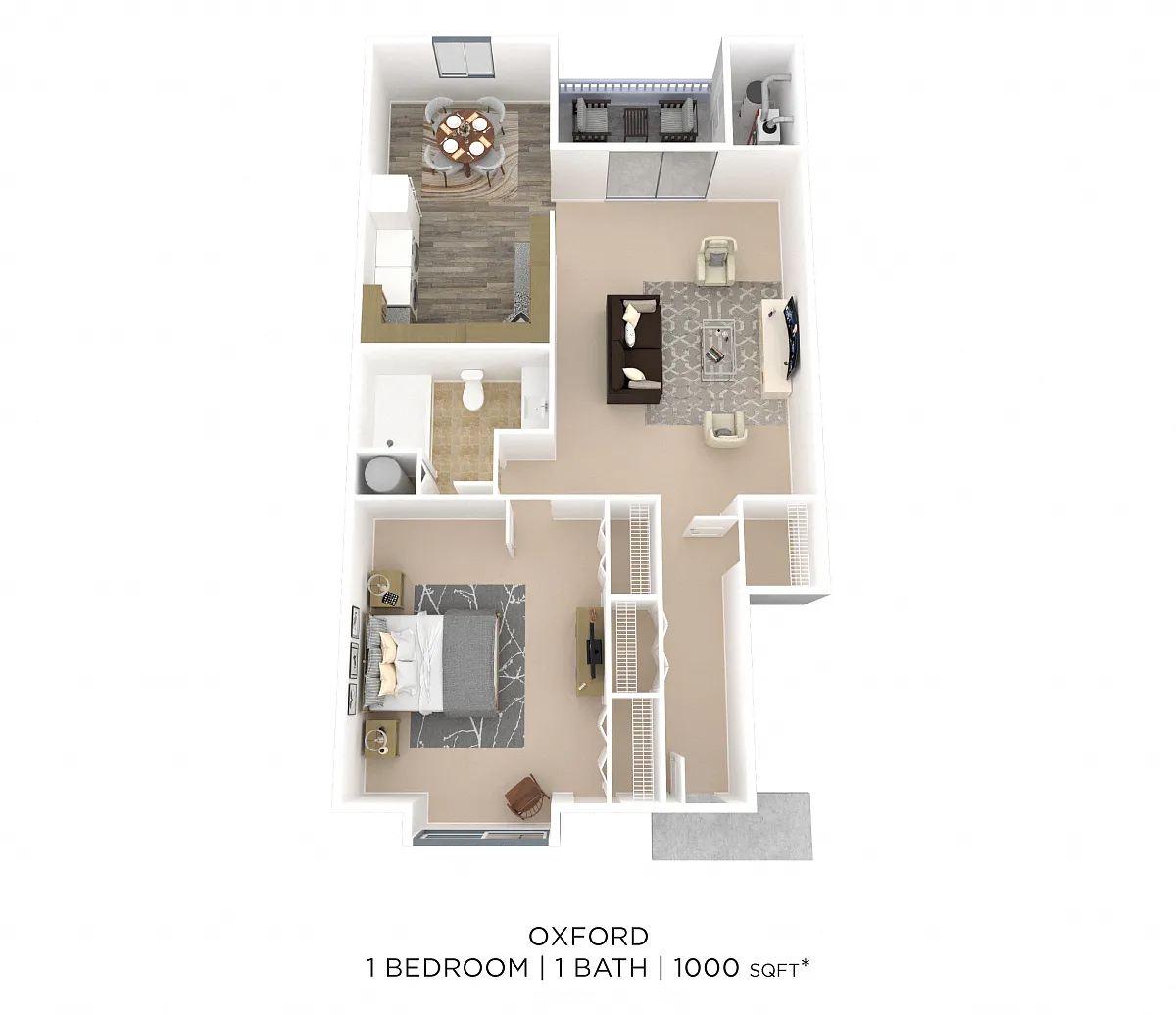 Floor plan One Bedroom - Oxford