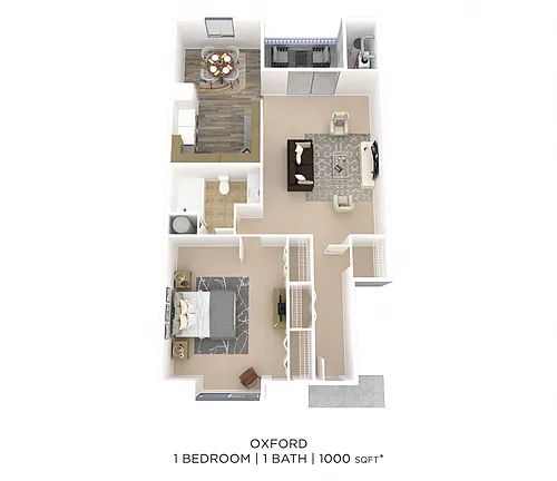 Floor plan One Bedroom - Oxford