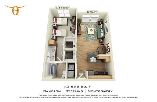 Floor plan 1 Bedroom (Price Per Bed)