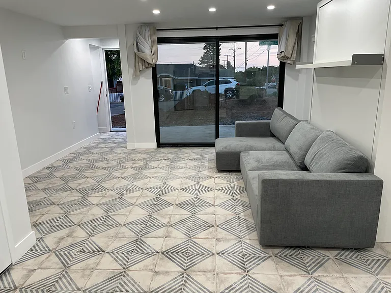 Plenty of light comes through the extra large sliding doors.