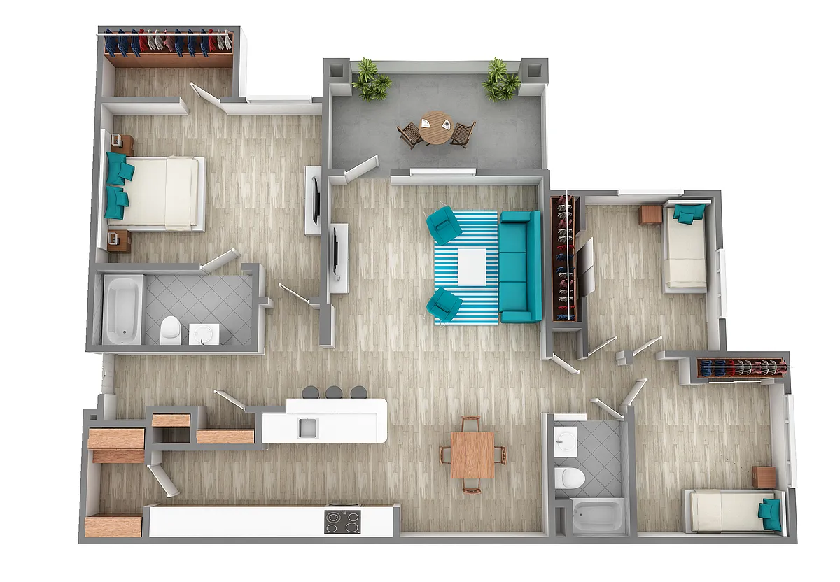 Floor plan C1 The Hawthorne - Three Bedroom, Two Bathroom