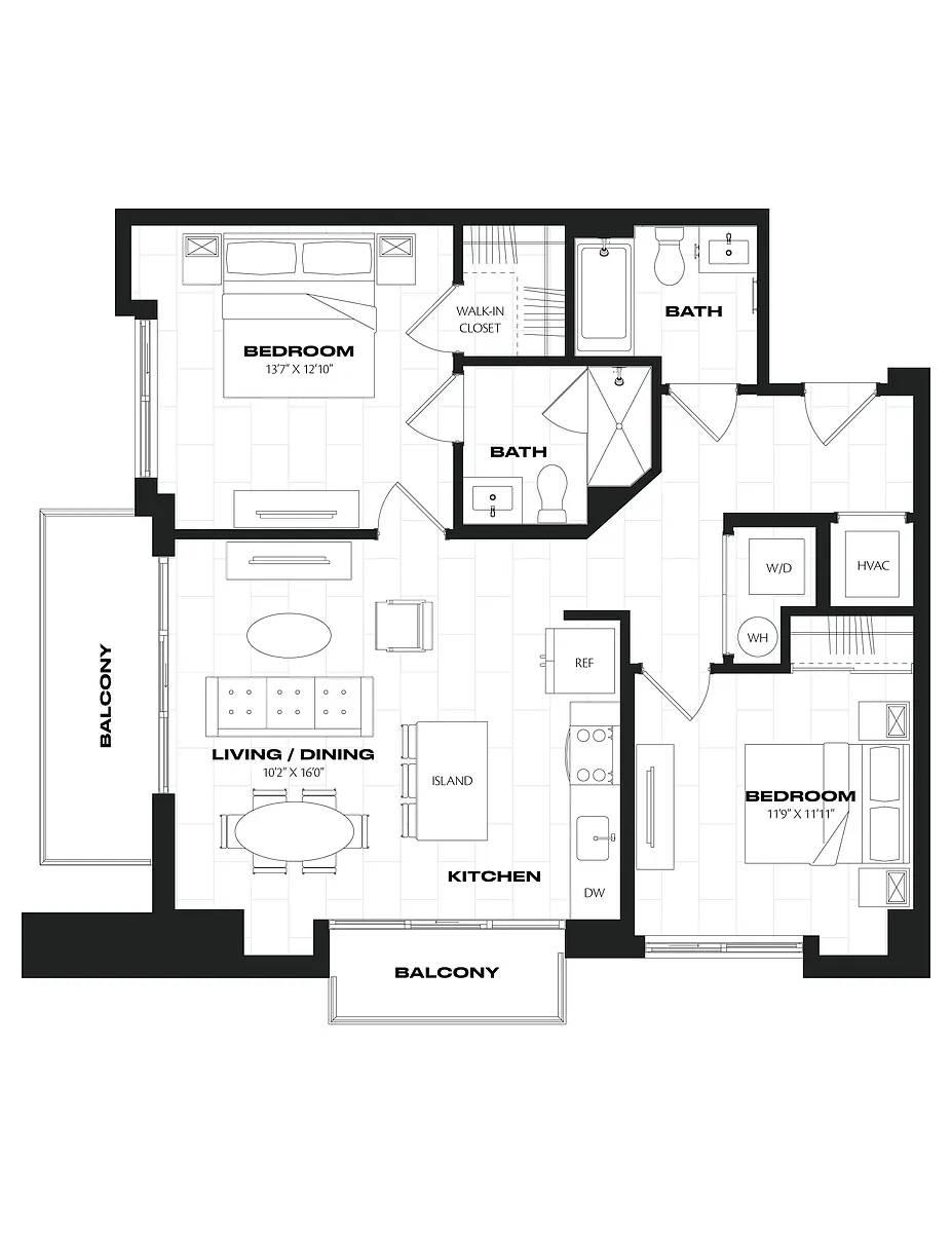 Floor plan 2 Bed/2 Bath-C2.1