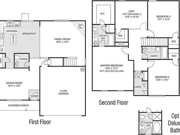 Floor plan house includes Deluxe Bath