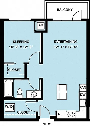 Floor plan 1 Bedroom 1 Bath B19