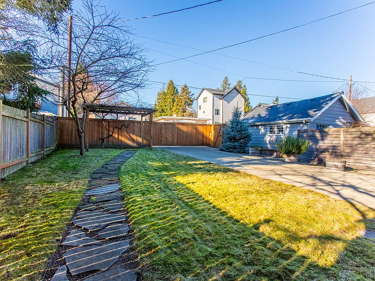 Fully enclosed backyard with private driveway