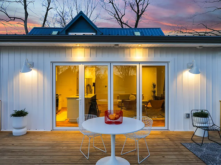 On the deck, there is outside dining for 6 people (upgraded from when this photo was taken)