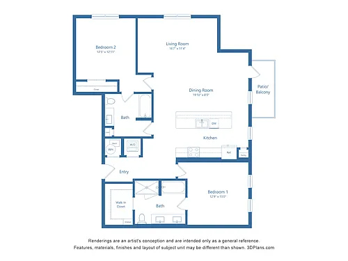 Floor plan B6 | 2 Bed | 2 Bath