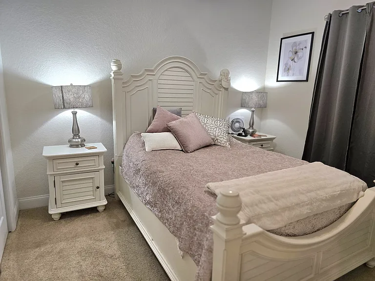 Queen bed will fit in the 2nd or 3rd bedroom or make it an office.