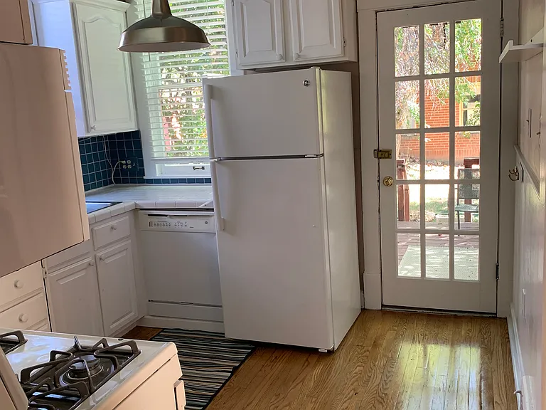 kitchen with view to back deck