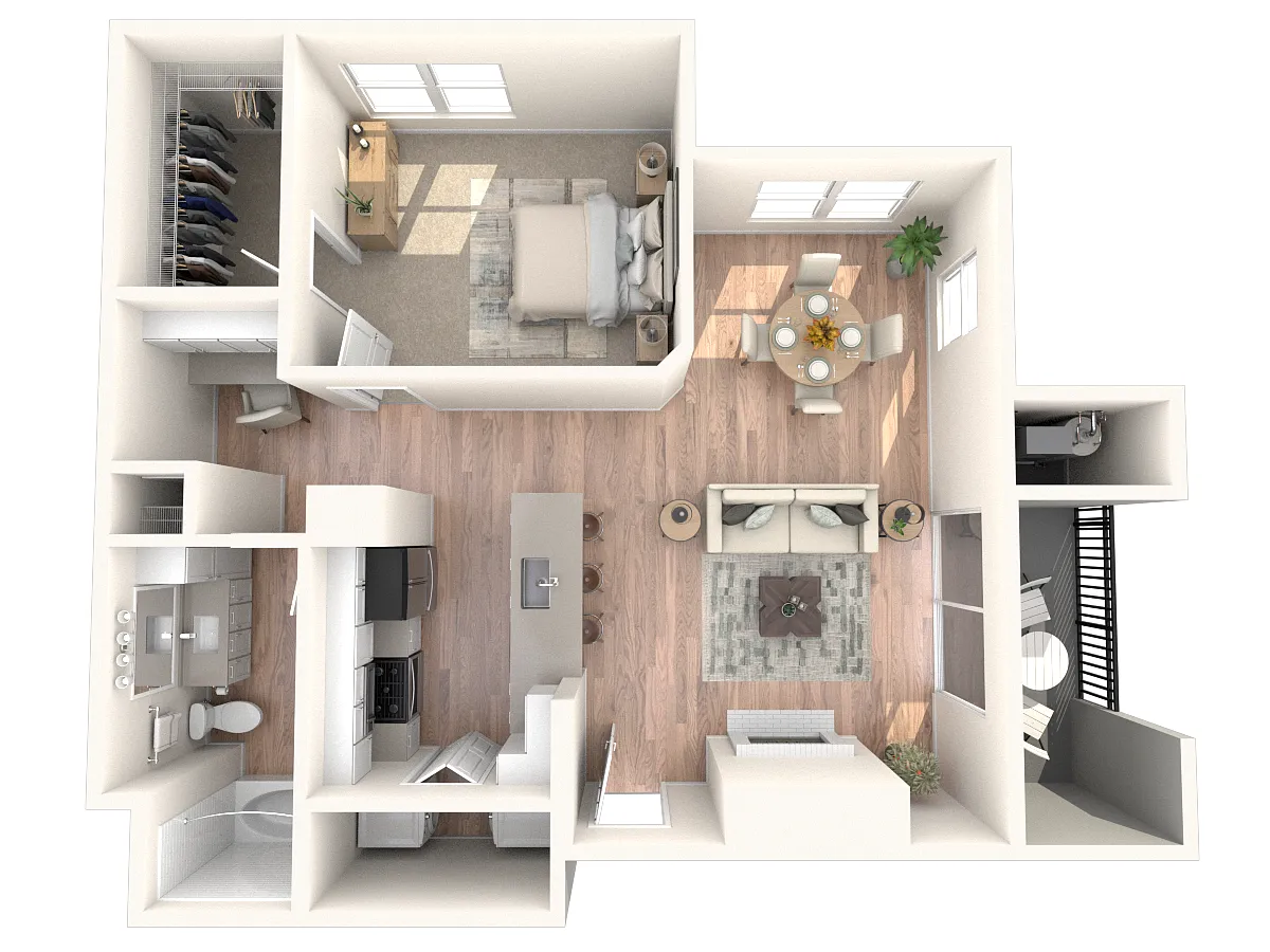 Floor plan A1 858 | 1 Bed | 1 Bath