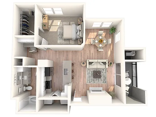 Floor plan A1 858 | 1 Bed | 1 Bath
