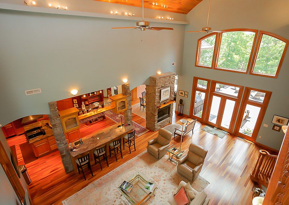 2-story great room opens to kitchen