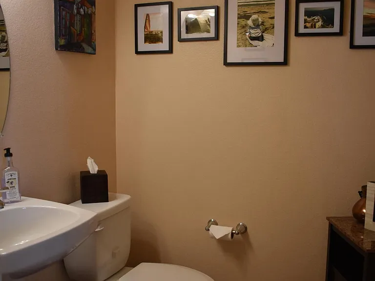Main Floor Powder-Bathroom just off Living Room and Kitchen