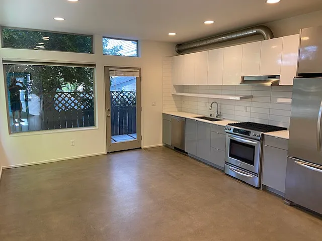 Kitchen and living space.