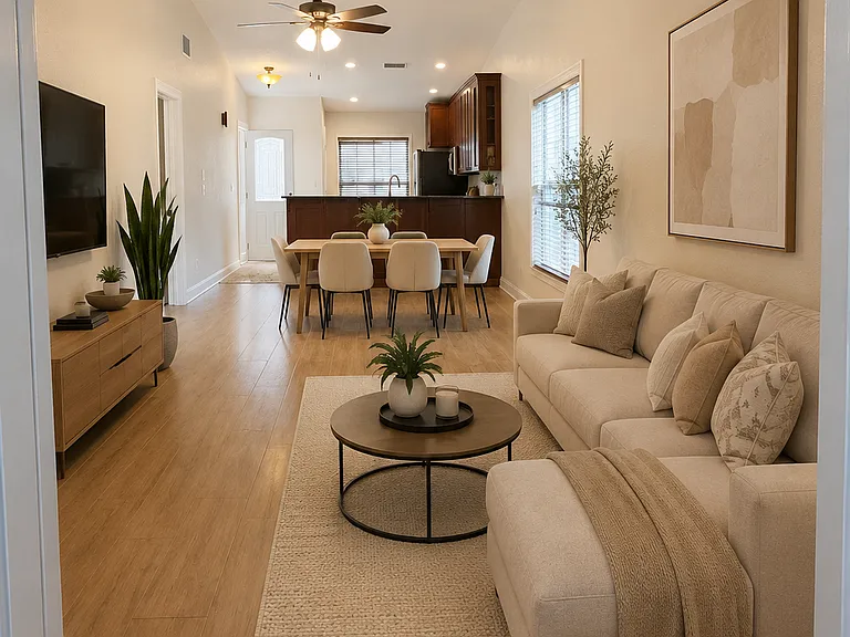 Living and Dining Room staged