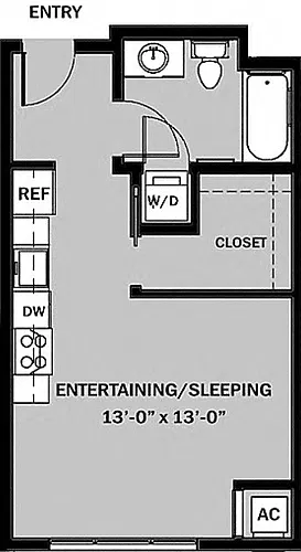 Floor plan Studio 1 Bath A7
