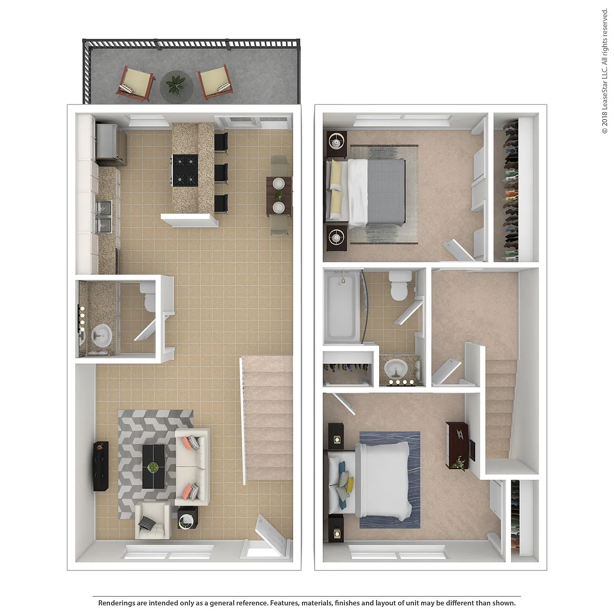 Floor plan Two Bedroom 1.5 Baths
