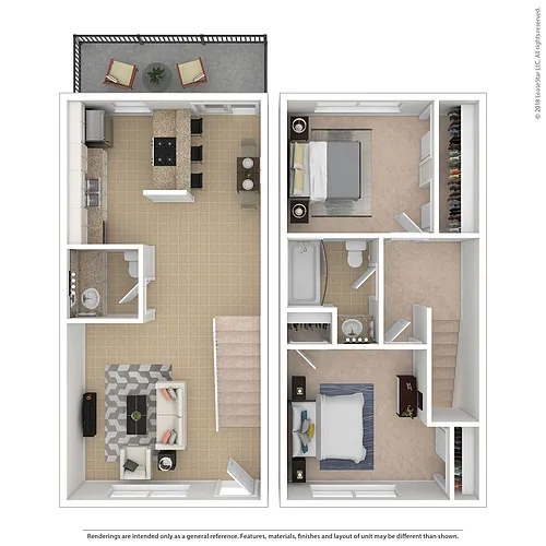 Floor plan Two Bedroom 1.5 Baths