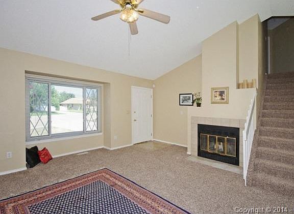 Carpeted Living Room with Gas Fireplace