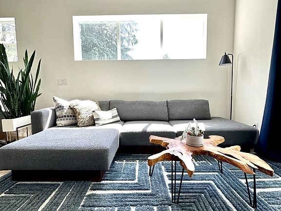Oversized couch for lounging and relaxing.