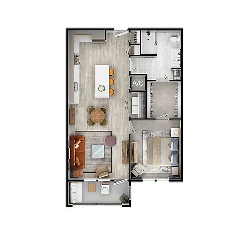 Floor plan 1X1 B