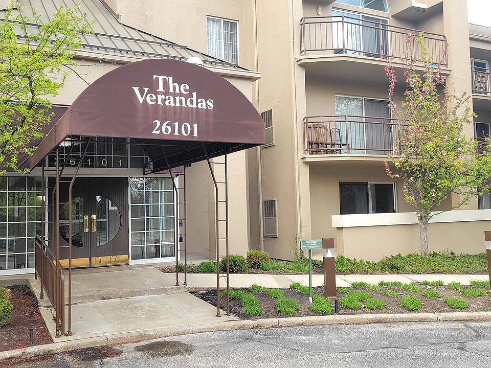 Front view of Verandas. Beautiful view from patio to right of entrance.