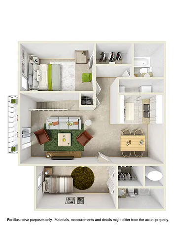 Floor plan 2 Bed (W/D Connections / Fireplace optional)