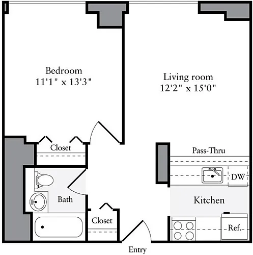 Floor plan 1 Bedroom D