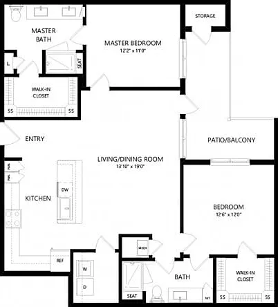 Floor plans are artist's rendering. All dimensions are approximate. Actual product and specifications may vary in dimension or detail. Not all features are available in every apartment. Prices and availability are subject to change. Floor plans are artist