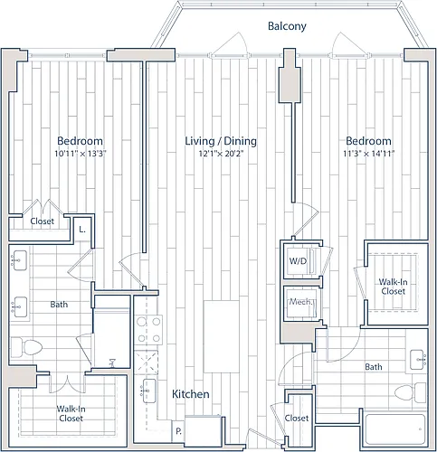 Floor plan 2 Bed/2 Bath-E2-b3