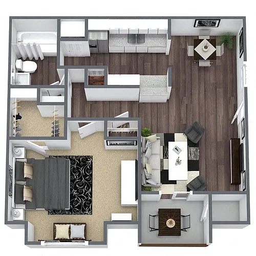 Floor plan A3: 1 Bed 1 Bath