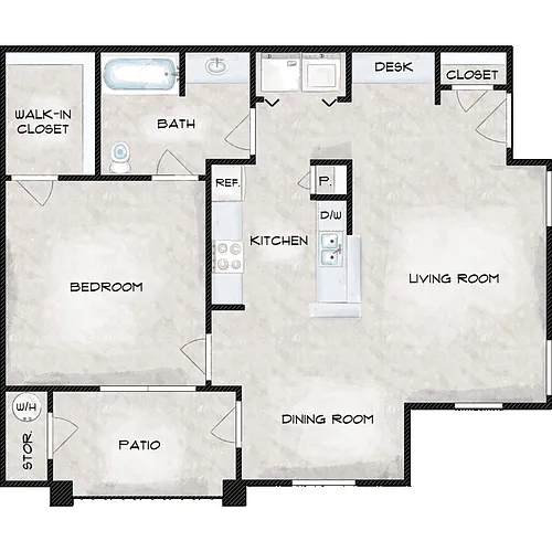 Floor plan A1-HC One Bedroom