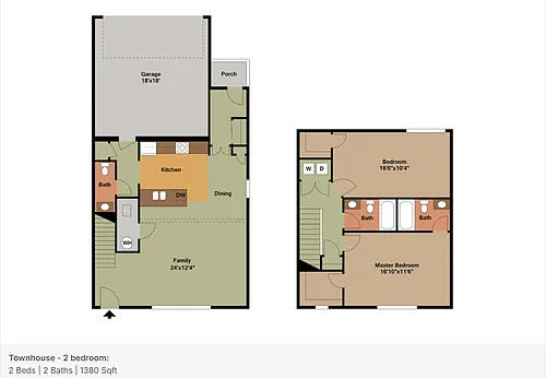 Floor plan Townhouse - 2 bedroom