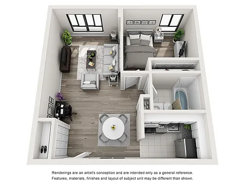 Floor plan 1BR/1BA 540 sq. ft.