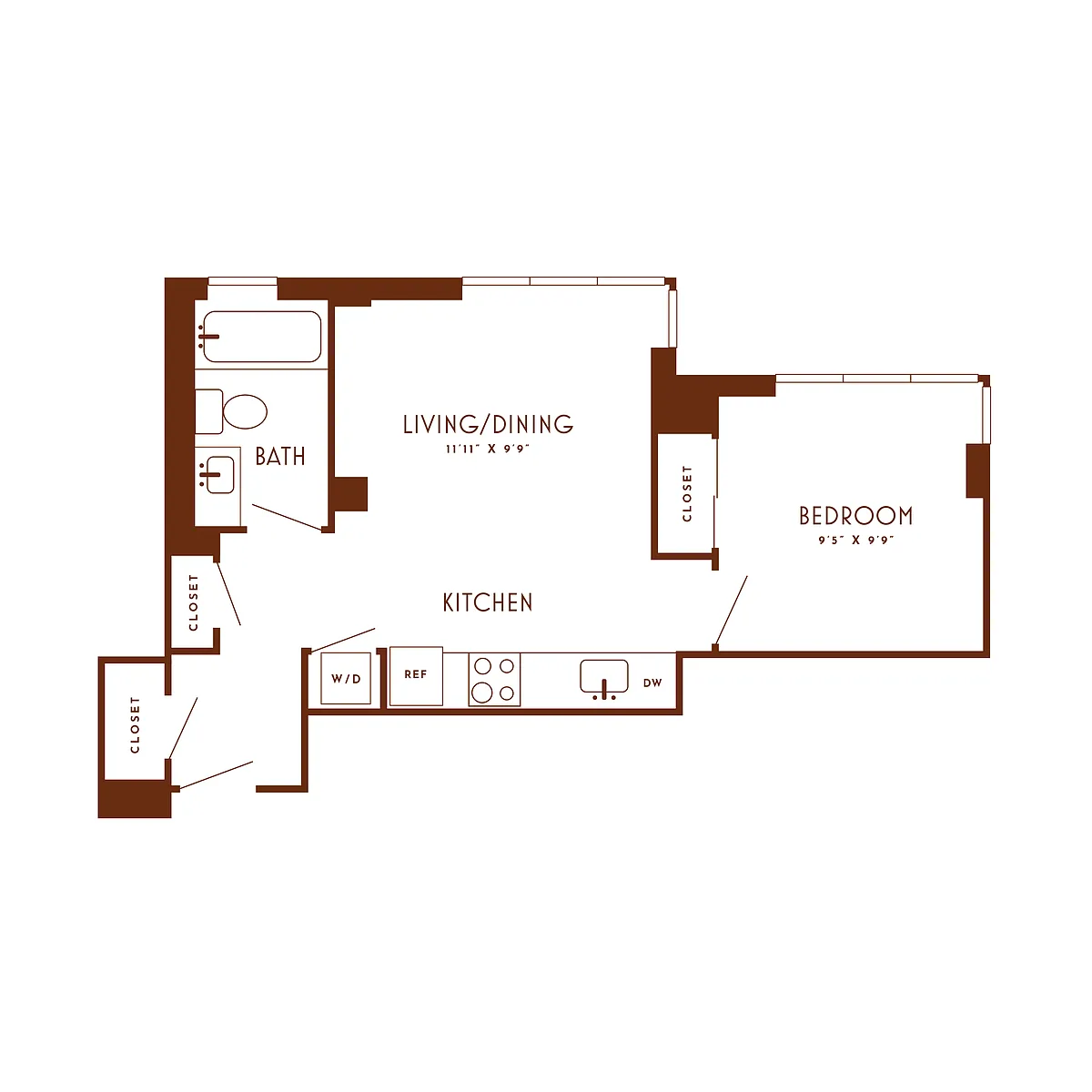 Floor plan 1 Bed/1 Bath-B4