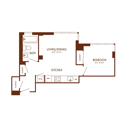 Floor plan 1 Bed/1 Bath-B4