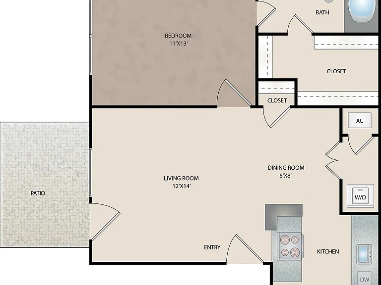 Reserve at Garden Oaks - A3 - 1 Beds - 1 Baths - 591 Sq. ft.