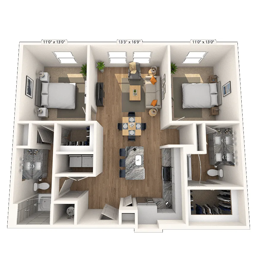 Floor plan B2 2x2 1112 SF