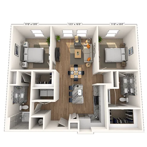 Floor plan B2 2x2 1112 SF