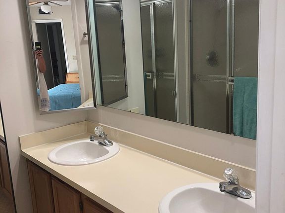 Double ink blot bathroom in bedroom