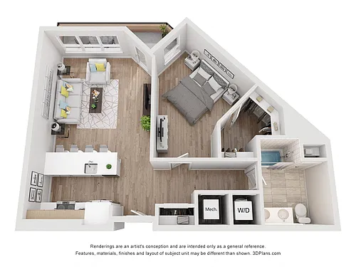 Floor plan Avenue G | 1 Bed/1 Bath-AW-06.1