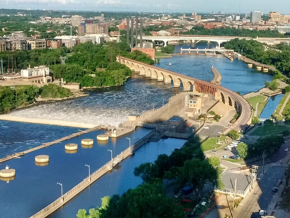 Spectacular South-facing view from Living Room. Stone Arch Bridge is just steps away!